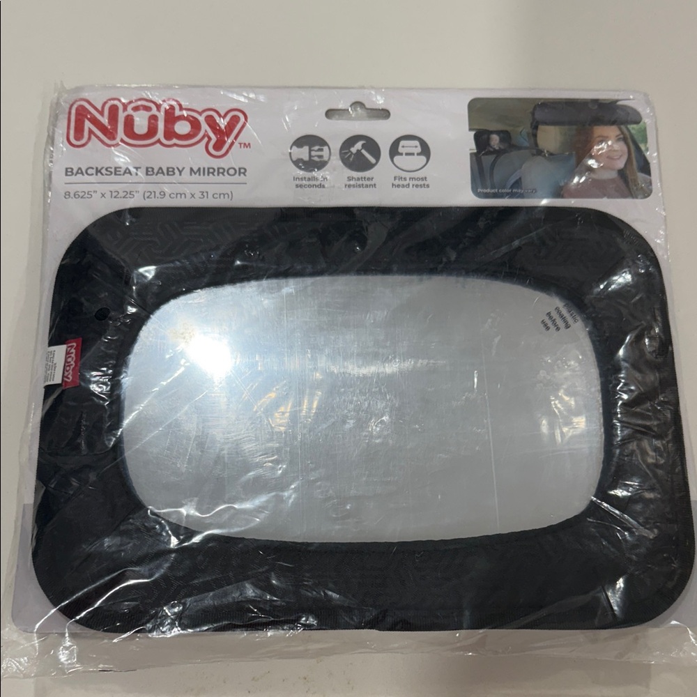 Nuby Black Backseat Baby Mirror